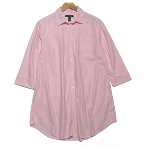 Camisa de Dormir Ralph Lauren LRL Años 80 De Colección Talla M Etiqueta Verde Rosa Rayas 100% Algodón - Imagen 1 de 6