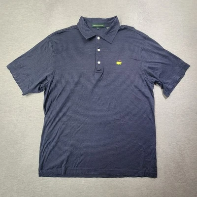 Polo Augusta National Para Hombre Grande Azul Marino Rayas Pima Performance Masters Foto 1 de 4