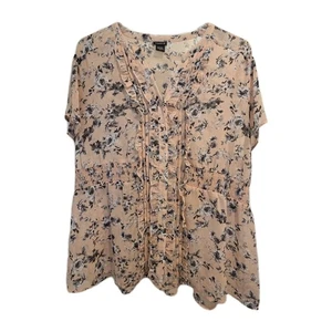 Torrid Top Womens Size 3X Peach Sheer Ruffles Pleats Popover Polyester VGUC - Picture 1 of 6
