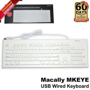 Macally Full Size USB Wired Keyboard for Mac & PC – 15 Shortcut Keys Plug & Play - Picture 1 of 11