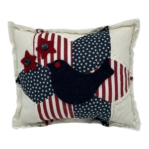 NEW Handmade Bird And Stars Pillow Vintage Quilt Chenille Bedspread Patriotic - Picture 1 of 9