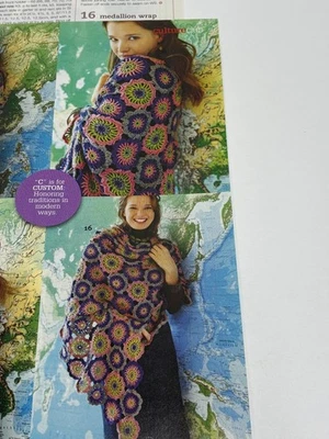 Medallion Wrap Crochet Pattern  70x62in Magazine Pages - Image 1 of 3
