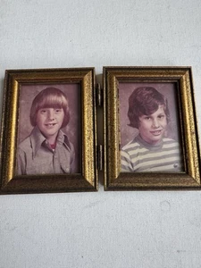 Vintage Photos Brothers School Portrait 1970’s Retro Hair Framed - Picture 1 of 3