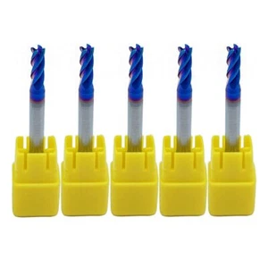  5PCS D3.5 ×4×8×50-4F 3.5mm  HRC65 Nano Blue Coating Carbide Square End Mill  - Picture 1 of 5