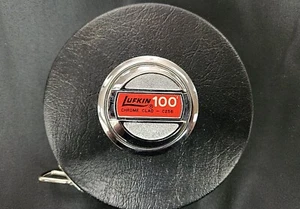 QTY 1 NEW LUFKIN C256 CHROME CLAD 100FT 8TH" STEEL WIND UP TAPE MEASURER NOS - Picture 1 of 2