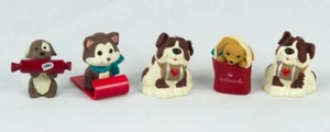 Hallmark Merry Miniatures 5 Hunde Figuren - Vintage 1991 - 1994 Puppy Husky Schlitten - Bild 1 von 3