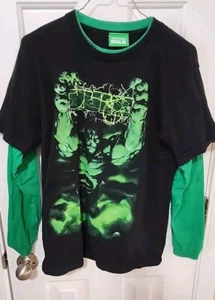 Boy's The Incredible Hulk Long-Sleeve Graphic T-Shirt Black/Green Youth Sz Large - Picture 1 of 9