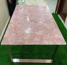 Rose quartz dining table, quartz agate kitchen table, mid century modern decor