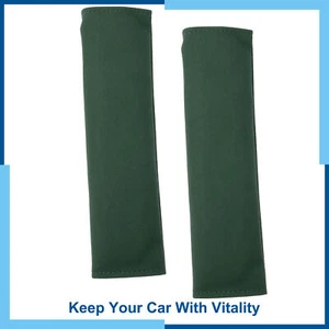 Universal Pack(2) Seat Belt Shoulder Pad Faux Leather Safety Strap Cover Green - Picture 1 of 7