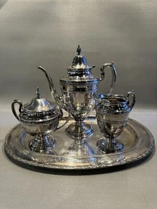 Juego de té de servicio colonial vintage de los años 20 Silver Plate CS Co. con bandeja - Imagen 1 de 10