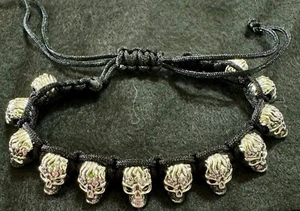 Totenkopf Armband Schwarz Silber Nickelfrei - Bild 1 von 2