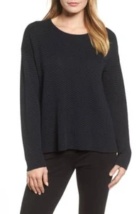 Suéter Top Eileen Fisher Grande Medianoche Cuello Redondo Elegante Tencel Nuevo con Etiquetas $338 L Nuevo - Imagen 1 de 9