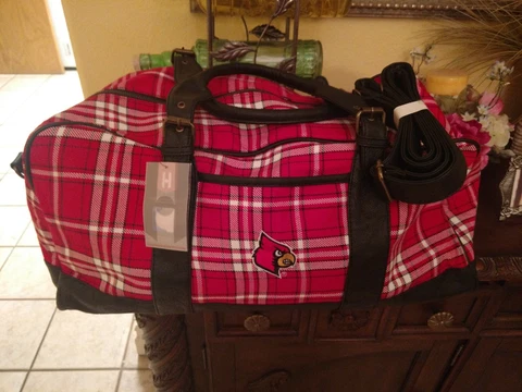 New The Honour Society Louisville Cardinals Plaid Weekender Duffle Bag Cover