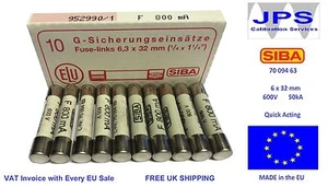 SIBA Fuse Quick Acting 800mA 70-094-63 F800mA 600V JPSF004 Pack of 1/5/10 VATInv - Picture 1 of 9
