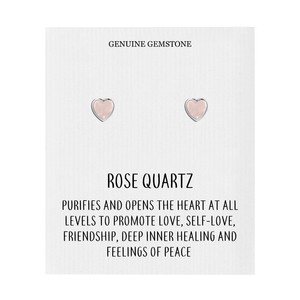 Rose Quartz Heart Stud Earrings with Quote Card by Philip Jones