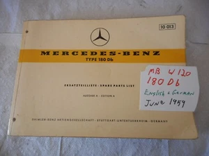 Mercedes Benz Ponton W120 180Db 180D Dealer Level Spare Parts Book list manual - Foto 1 di 12