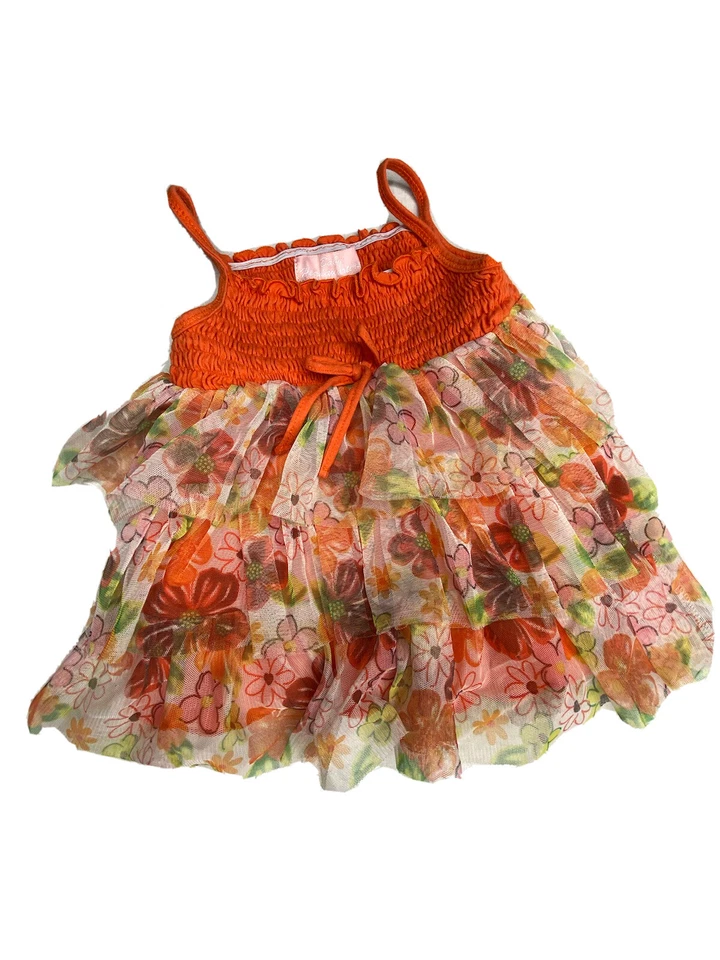 Vestido Baby Headquarters Niñas Naranja Flor Capas 18M Foto 1 de 4