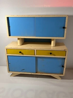 ❤️ Ancien Mobilier Poupée  Armoire des années 50's 60's Jouet bois Vintage - Photo 1/4