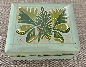 Vintage Hand Painted Lacquered Handmade Wooden Jewelry Trinket Box Hinged Lid. - Picture 1 of 13