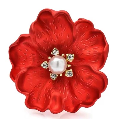 Caja broche flor roja vibrante incluida Foto 1 de 4