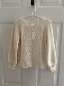GAP Girls Cable Knit Fisherman Sweater Ivory size 5 NWT - Picture 1 of 12