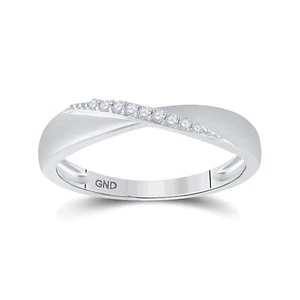 Sterling Silver Womens Round Diamond Band Ring 1/20 Cttw - Picture 1 of 5