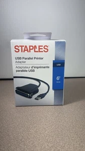 Staples 6' USB Parallel Printer Adapter Cable - Black, New Fast US Shipping - Picture 1 of 7