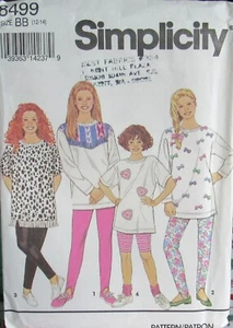 VTG Simplicity 8499 Girls 12-14 Tunic Top Sweatshirt Leggings Shorts Pattern UNC - Picture 1 of 2