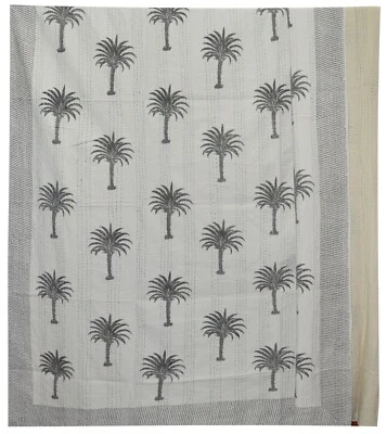 Colcha Colcha Kantha Algodón Reina Árbol Hecho a Mano India Gudari Foto 1 de 4