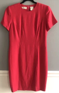 liz claiborne vintage dress red tulip zip short sleeves shoulder pads 12 petite - Picture 1 of 7
