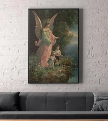 Guardian Angel Canvas/Poster Wall Art - Christian Painting Print - Image 1 of 2