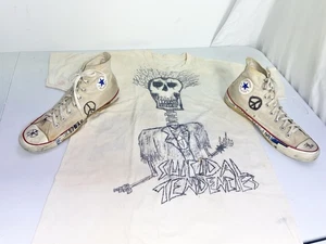 Converse Shoes and T-Shirt Punk Era 80's Vintage Custom Art and Graphics. - Picture 1 of 11