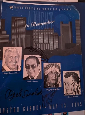 WWF Signed Legends Booklet, including Gorilla Monsoon and 8 other HOF autos - Image 1 of 3
