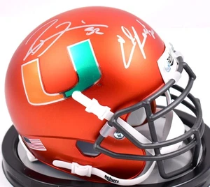 Mini casco autografiado por Ray Lewis Ed Reed Miami Hurricanes Schutt-Beckett con holograma - Imagen 1 de 8