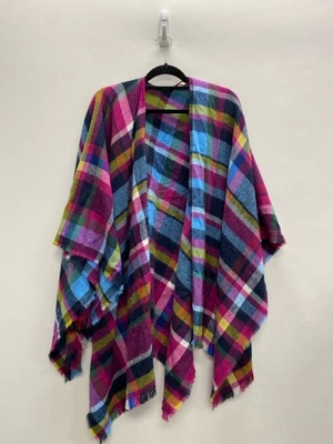 Suéter Soft Surroundings Talla OSFA Magenta Multicolor Cuadros Estilo Capa Damas Foto 1 de 2