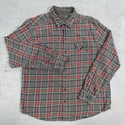 Woolrich Shirt Mens Large Red Gray Flannel Button Down Casual Outdoors Camping - Image 1 of 4