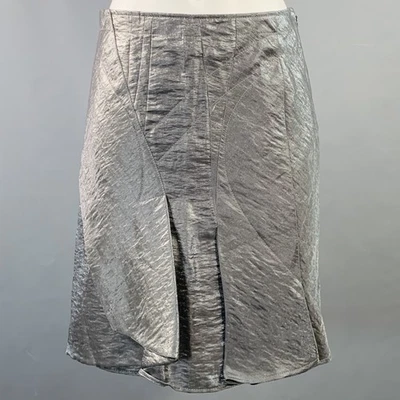 Falda plisada CHRISTIAN DIOR talla 4 plateada metálica mezcla de lino Foto 1 de 4