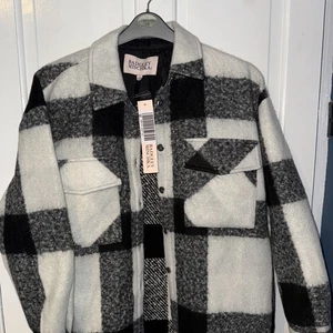 Badgley Mischka Brown Shacket Size Large Womens Brushed Fleece Check Longline - Picture 1 of 4