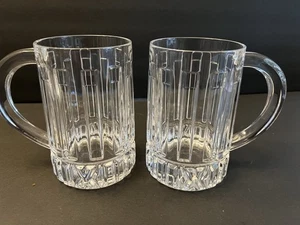 Tiffany & Co Atlas Clear Crystal Beer Mug  5 1/8 Height Set Of 2 Excellent - Picture 1 of 9