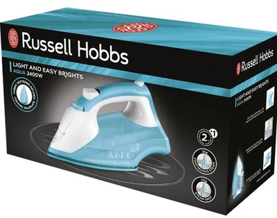 Russell Hobbs Steam Iron 2400W Ceramic Soleplate Light & Easy Brights - Aqua - Image 1 of 4