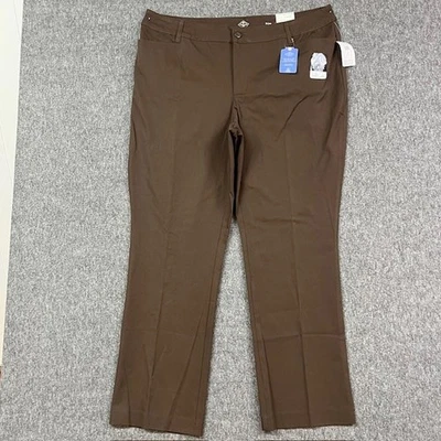 St Johns Bay 裤子女式 20W 棕色直筒弹力秘密修身 - 全新 — 第 1/4 张图片
