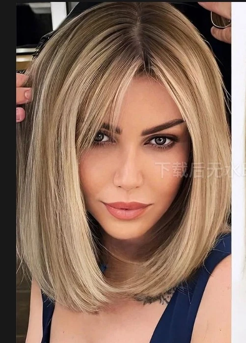 Peluca frontal de encaje 100 % cabello humano 13X4 rubia resaltada para mujer fiesta Foto 1 de 4