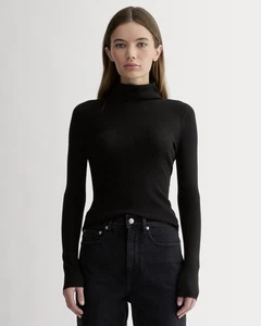 Everlane The Turtle Neck Black Ribbed Wool Sweater Small Classic  - Picture 1 of 6