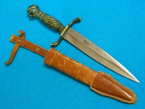 VINTAGE WINGEN OTHELLO GERMANY BLACK FOREST HUNTING KNIFE BRASS BALL CLAW BOWIE - Picture 1 of 18