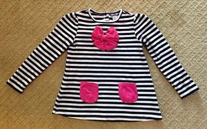 Girl's Hartstrings Navy and White Striped Bow Tunic Top-Size 6 - Picture 1 of 2