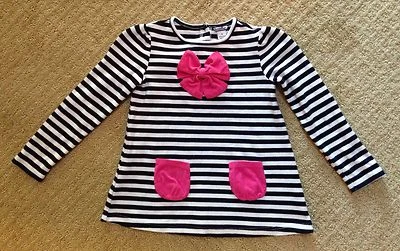 Girl's Hartstrings Navy and White Striped Bow Tunic Top-Size 6 - Image 1 of 2