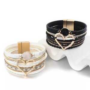 Multilayers Heart & Unique Crystal Elegant Hot Magnetic Wristband Boho Bracelet