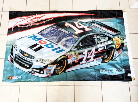Official NASCAR Tony Stewart Flag Banner - 3' x 5' Feet Double Sided Canvas Mint Cover
