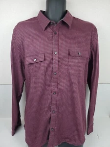 Calvin Klein Dress Shirt Mens XL Maroon Gray Check Stripe Designer Preppy Office - Picture 1 of 11