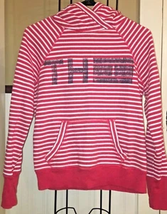 Timmy Hilfiger Striped Red Hooded Sweatshirt Sz S - Picture 1 of 4